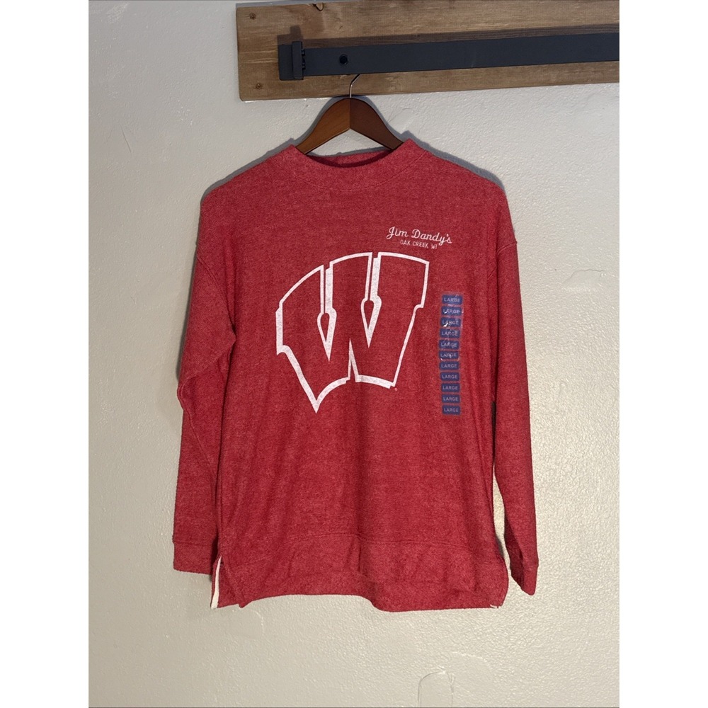 NWT Wisconsin Badgers Bottom Drawers Sweatshirt Sweater Women Large‎ Jim Dandy's